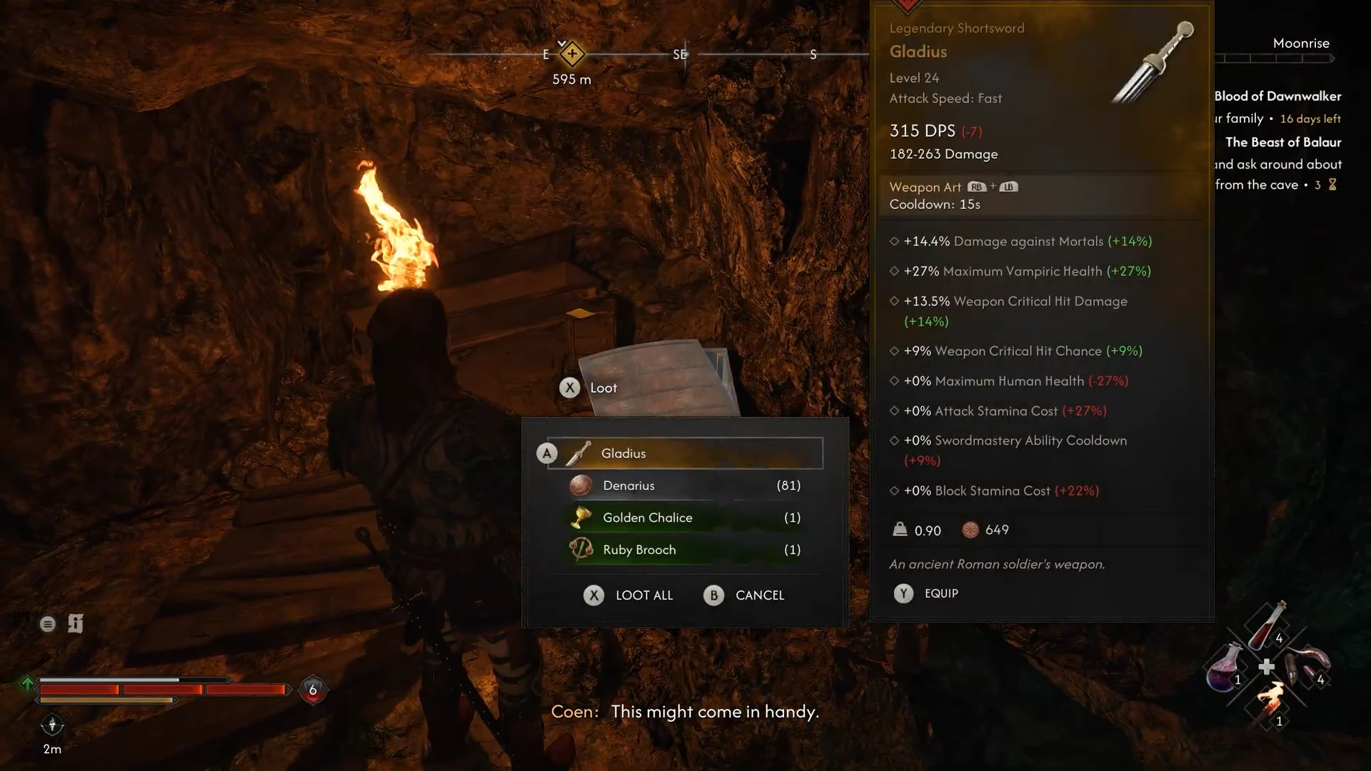 Gladius in the upper hideout chest
